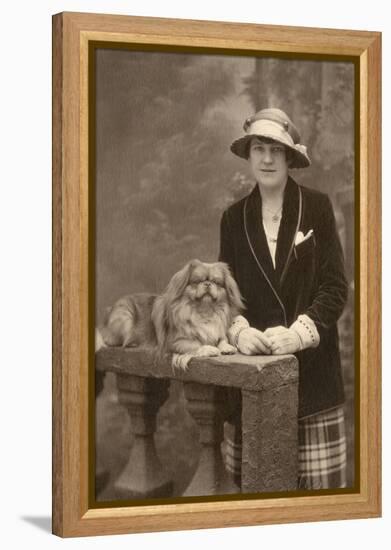 Studio Portrait, Woman with Pekingese Dog-null-Framed Premier Image Canvas