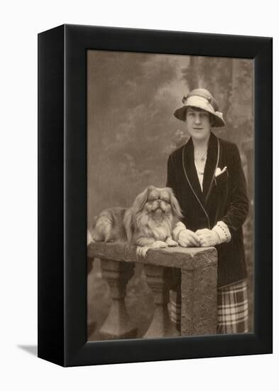 Studio Portrait, Woman with Pekingese Dog-null-Framed Premier Image Canvas