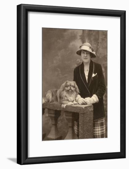 Studio Portrait, Woman with Pekingese Dog-null-Framed Photographic Print