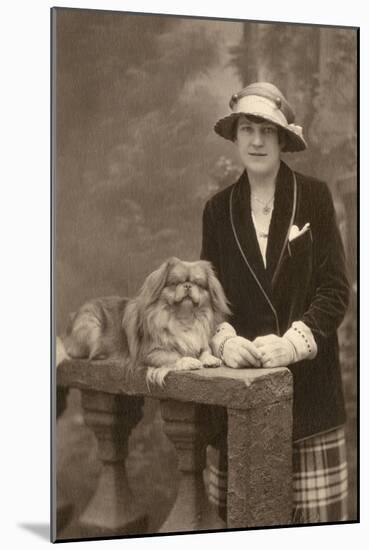 Studio Portrait, Woman with Pekingese Dog-null-Mounted Photographic Print