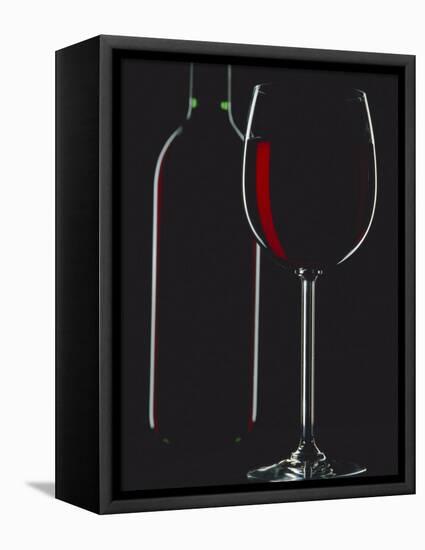 Studio Shot of Back-Lit Glass and Bottle of Red Wine-Lee Frost-Framed Premier Image Canvas