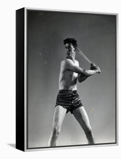 Studio Shot of Boston Red Sox Star Ted Williams Demonstrating His Batting Technique-Gjon Mili-Framed Premier Image Canvas