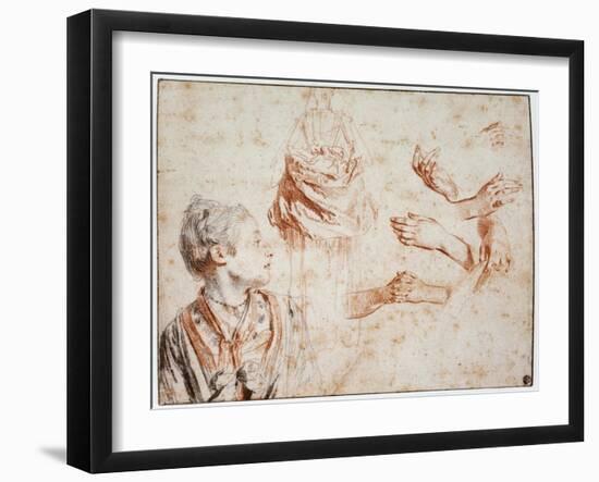 Study, 1716-1718-Jean-Antoine Watteau-Framed Giclee Print