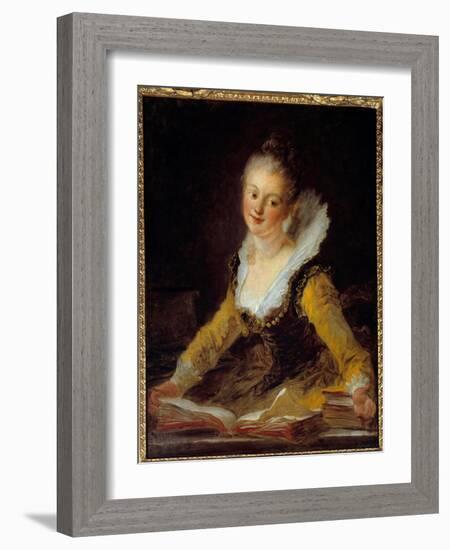 Study. A Woman Has Her Office Flipping through Books to Learn, 18Th Century (Oil on Canvas)-Jean-Honore Fragonard-Framed Giclee Print