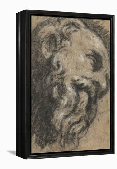 Study after Michelangelo's Saint Damian, C. between 1545 and 1550 (Black Chalk, Heightened with Whi-Jacopo Robusti Tintoretto-Framed Premier Image Canvas