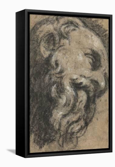 Study after Michelangelo's Saint Damian, C. between 1545 and 1550 (Black Chalk, Heightened with Whi-Jacopo Robusti Tintoretto-Framed Premier Image Canvas