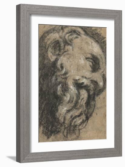 Study after Michelangelo's Saint Damian, C. between 1545 and 1550 (Black Chalk, Heightened with Whi-Jacopo Robusti Tintoretto-Framed Giclee Print