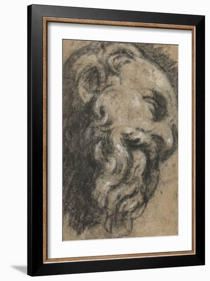 Study after Michelangelo's Saint Damian, C. between 1545 and 1550 (Black Chalk, Heightened with Whi-Jacopo Robusti Tintoretto-Framed Giclee Print