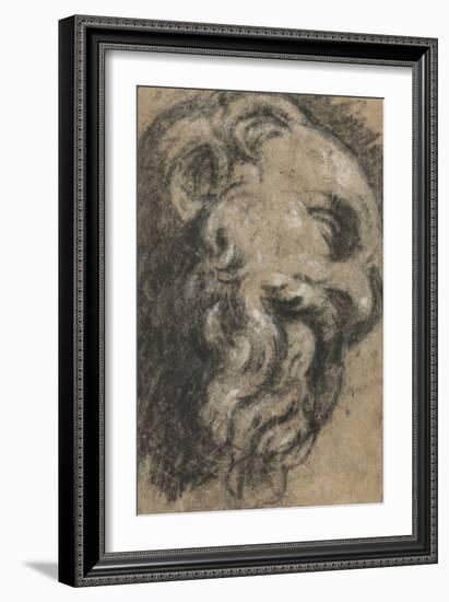 Study after Michelangelo's Saint Damian, C. between 1545 and 1550 (Black Chalk, Heightened with Whi-Jacopo Robusti Tintoretto-Framed Giclee Print