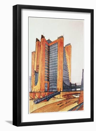 Study Design for a New Town, 1914-Antonio Sant'Elia-Framed Giclee Print