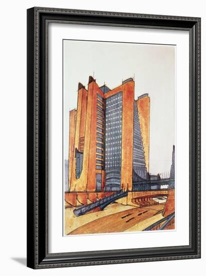 Study Design for a New Town, 1914-Antonio Sant'Elia-Framed Giclee Print