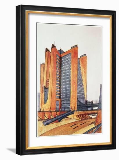 Study Design for a New Town, 1914-Antonio Sant'Elia-Framed Giclee Print