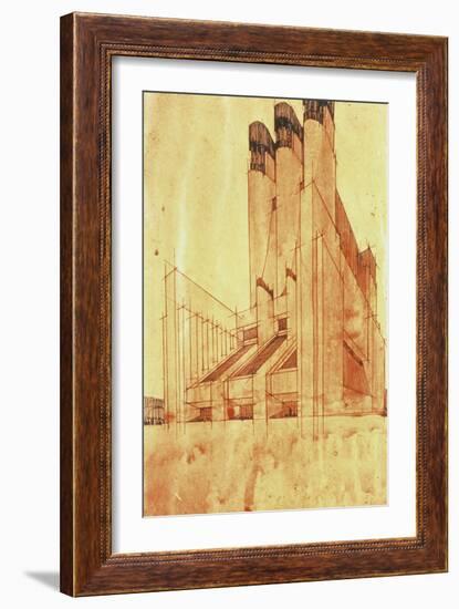 Study for a Building, 1913-Antonio Sant'Elia-Framed Giclee Print