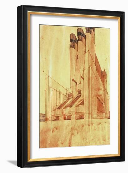 Study for a Building, 1913-Antonio Sant'Elia-Framed Giclee Print