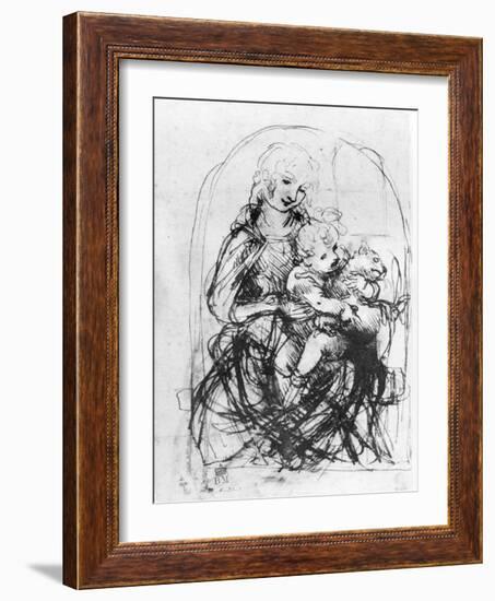 Study for a Madonna with a Cat, c.1478-80-Leonardo da Vinci-Framed Giclee Print