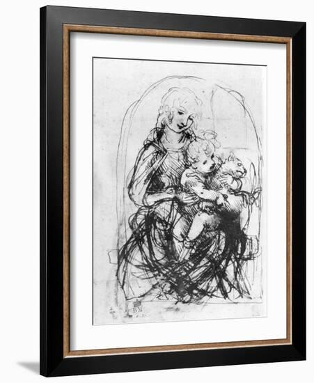 Study for a Madonna with a Cat, c.1478-80-Leonardo da Vinci-Framed Giclee Print