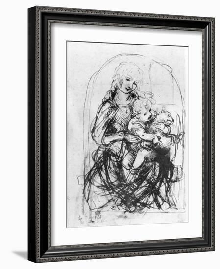 Study for a Madonna with a Cat, c.1478-80-Leonardo da Vinci-Framed Giclee Print