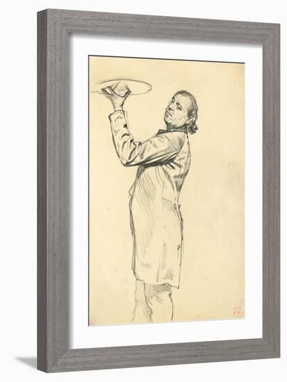 Study for 'A Parisian Cafe': a Waiter Holding Up a Tray, C. 1872-1875-Ilya Efimovich Repin-Framed Giclee Print