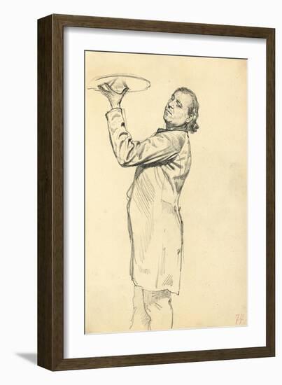 Study for 'A Parisian Cafe': a Waiter Holding Up a Tray, C. 1872-1875-Ilya Efimovich Repin-Framed Giclee Print