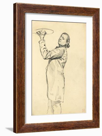 Study for 'A Parisian Cafe': a Waiter Holding Up a Tray, C. 1872-1875-Ilya Efimovich Repin-Framed Giclee Print