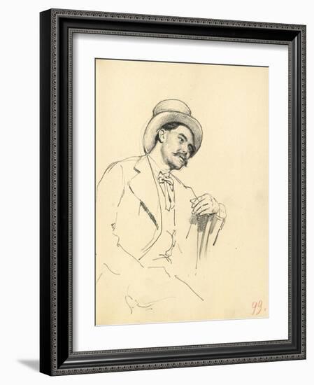 Study for 'A Parisian Cafe': Seated Man with Hat, C. 1872-1875-Ilya Efimovich Repin-Framed Giclee Print