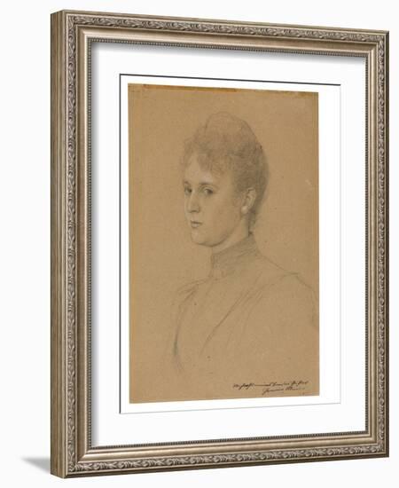 Study for a Portrait (Mrs. Heymann?), C.1892 (Pencil with White Heightening on Buff Paper)-Gustav Klimt-Framed Giclee Print