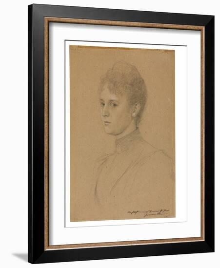 Study for a Portrait (Mrs. Heymann?), C.1892 (Pencil with White Heightening on Buff Paper)-Gustav Klimt-Framed Giclee Print