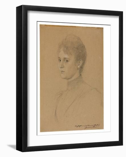 Study for a Portrait (Mrs. Heymann?), C.1892 (Pencil with White Heightening on Buff Paper)-Gustav Klimt-Framed Giclee Print