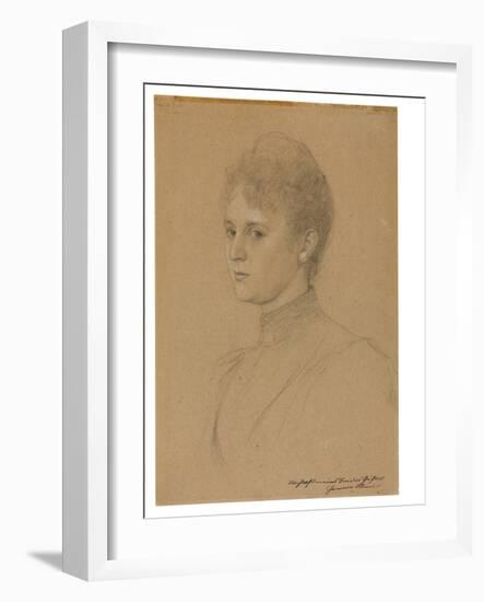 Study for a Portrait (Mrs. Heymann?), C.1892 (Pencil with White Heightening on Buff Paper)-Gustav Klimt-Framed Giclee Print