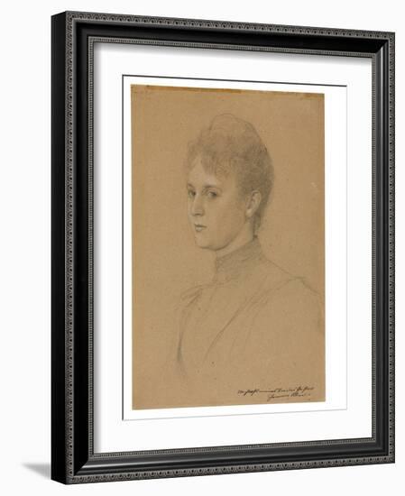 Study for a Portrait (Mrs. Heymann?), C.1892 (Pencil with White Heightening on Buff Paper)-Gustav Klimt-Framed Giclee Print