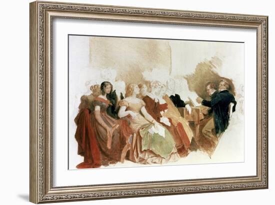 Study for an Evening at Baron Von Spaun's: Schubert at the Piano Among His Friends-Moritz Ludwig von Schwind-Framed Giclee Print