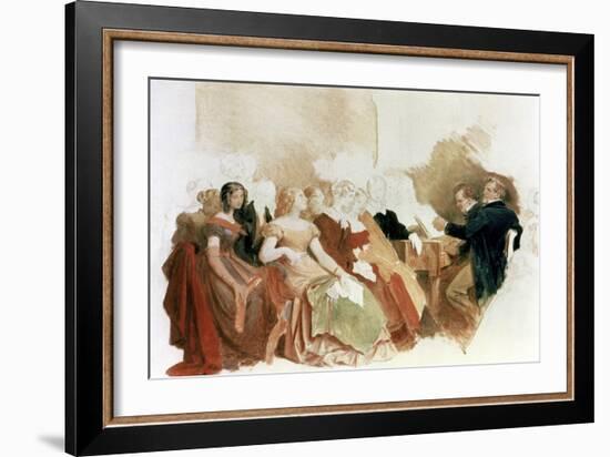 Study for an Evening at Baron Von Spaun's: Schubert at the Piano Among His Friends-Moritz Ludwig von Schwind-Framed Giclee Print