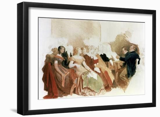 Study for an Evening at Baron Von Spaun's: Schubert at the Piano Among His Friends-Moritz Ludwig von Schwind-Framed Giclee Print