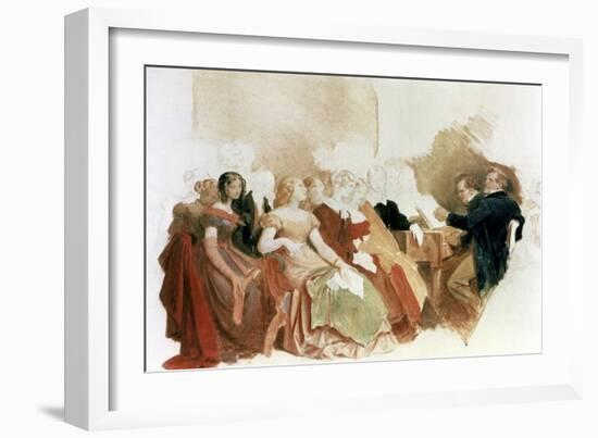 Study for an Evening at Baron Von Spaun's: Schubert at the Piano Among His Friends-Moritz Ludwig von Schwind-Framed Giclee Print