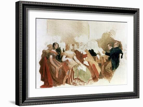 Study for an Evening at Baron Von Spaun's: Schubert at the Piano Among His Friends-Moritz Ludwig von Schwind-Framed Giclee Print