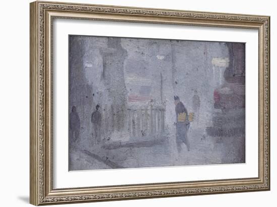 Study for Base of Statues, Albert Square, C.1910 (Oil on Board)-Adolphe Valette-Framed Giclee Print