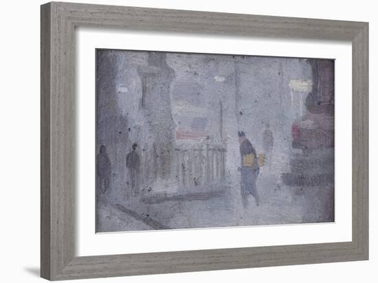 Study for Base of Statues, Albert Square, C.1910 (Oil on Board)-Adolphe Valette-Framed Giclee Print