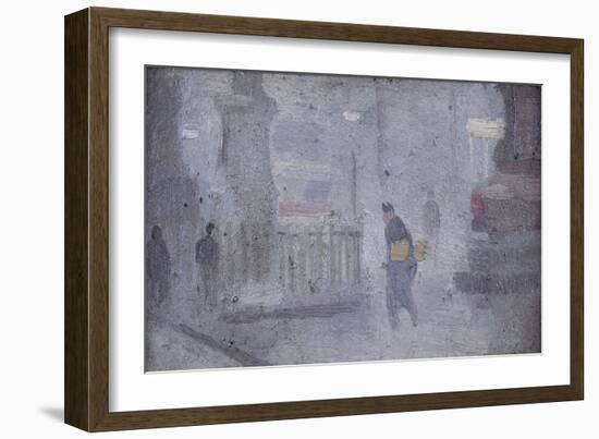 Study for Base of Statues, Albert Square, C.1910 (Oil on Board)-Adolphe Valette-Framed Giclee Print