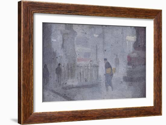 Study for Base of Statues, Albert Square, C.1910 (Oil on Board)-Adolphe Valette-Framed Giclee Print