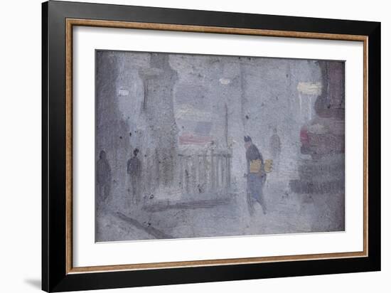 Study for Base of Statues, Albert Square, C.1910 (Oil on Board)-Adolphe Valette-Framed Giclee Print