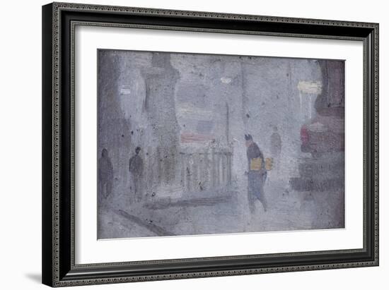 Study for Base of Statues, Albert Square, C.1910 (Oil on Board)-Adolphe Valette-Framed Giclee Print