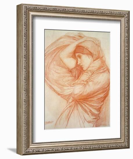 Study for 'Boreas' (Red Chalk on Tinted Paper)-John William Waterhouse-Framed Giclee Print