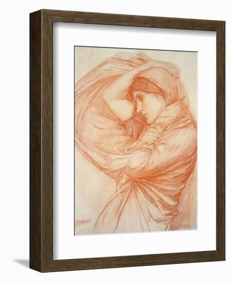 Study for 'Boreas' (Red Chalk on Tinted Paper)-John William Waterhouse-Framed Giclee Print