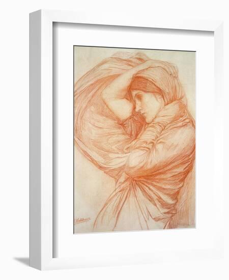 Study for 'Boreas' (Red Chalk on Tinted Paper)-John William Waterhouse-Framed Giclee Print