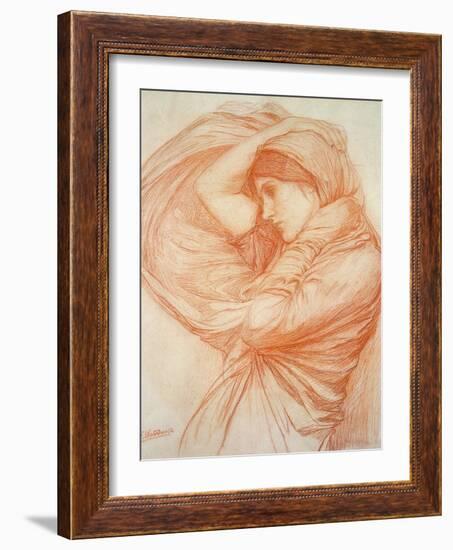 Study for 'Boreas' (Red Chalk on Tinted Paper)-John William Waterhouse-Framed Giclee Print