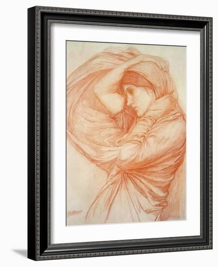 Study for 'Boreas' (Red Chalk on Tinted Paper)-John William Waterhouse-Framed Giclee Print