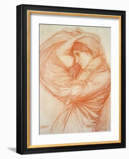 Study for 'Boreas' (Red Chalk on Tinted Paper)-John William Waterhouse-Framed Giclee Print