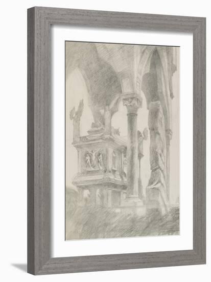 Study for General Chiaroscuro of the Sarcophagus and Canopy of the Tomb of Mastino II Della Scala a-John Ruskin-Framed Giclee Print