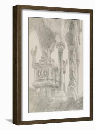 Study for General Chiaroscuro of the Sarcophagus and Canopy of the Tomb of Mastino II Della Scala a-John Ruskin-Framed Giclee Print