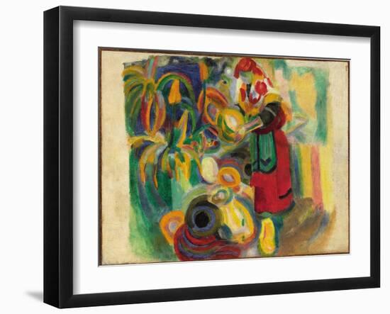 Study for 'La Grande Portugaise', 1915 (Oil & Wax on Paper Laid down on Cradled Panel)-Robert Delaunay-Framed Giclee Print